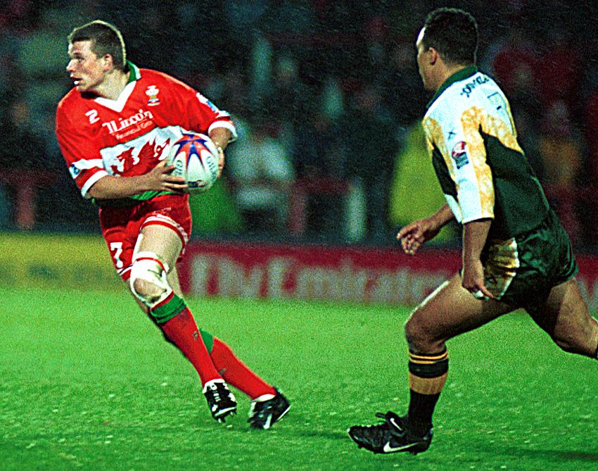 Lee Briers in action for Wales in the 2000 World Cup