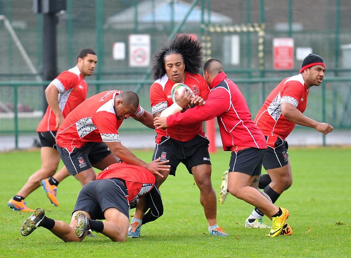 Tonga open training session in Leigh