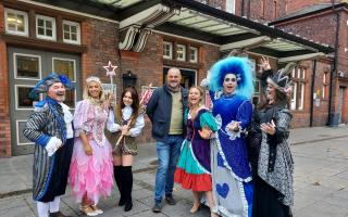 The cast of Parr Hall's annual pantomime were joined by Al Murray
