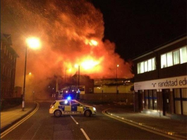 This picture taken by Warrington Town Centre NPU shows the intensity of the blaze at its height.