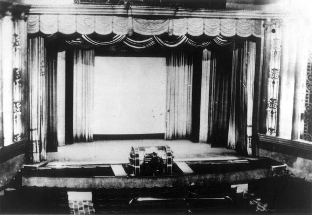 The old cinema screen when the building was first opened as a picture house.