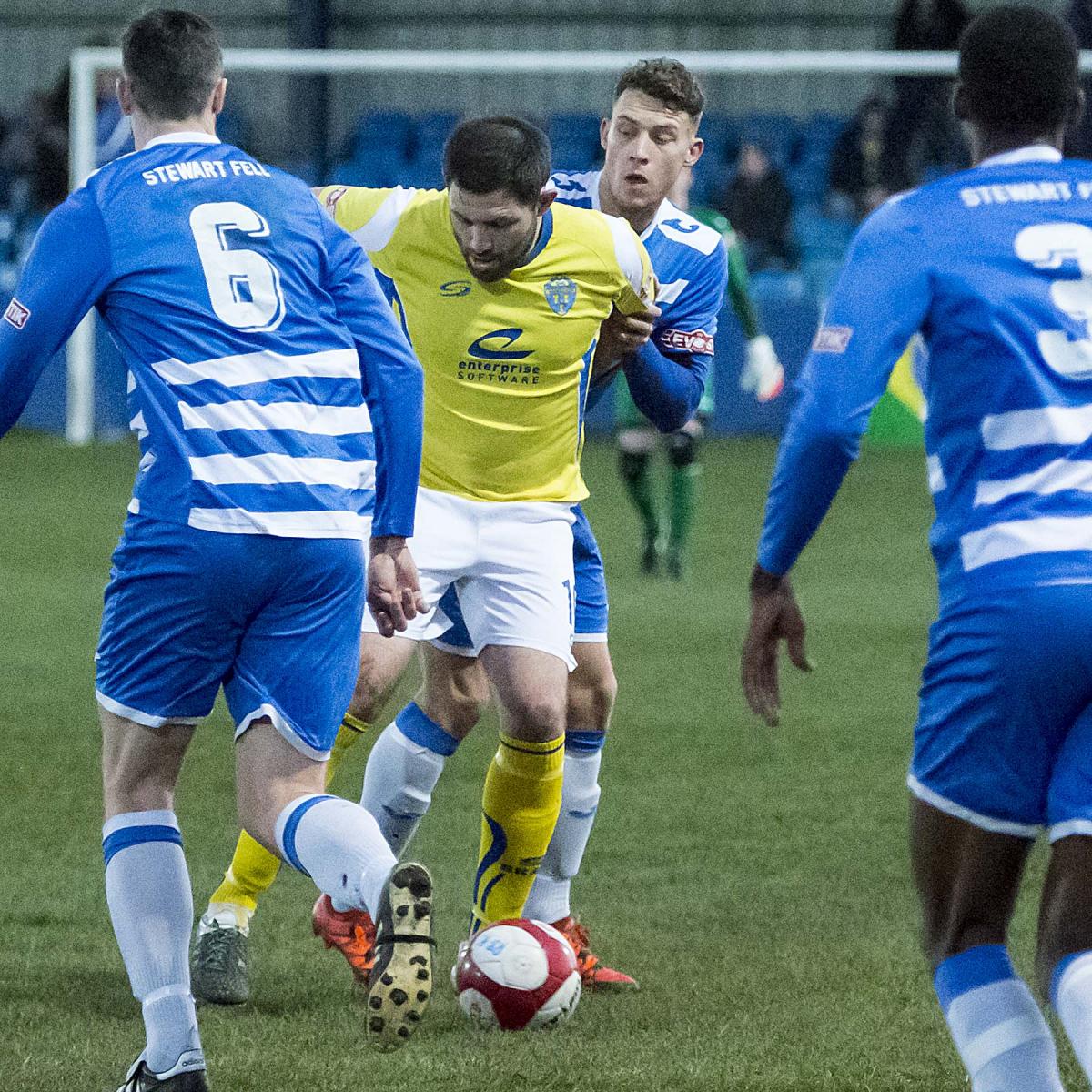 Action from Warrington Town's 3-1 win at Radcliffe Borough. Pictures by John Hopkins