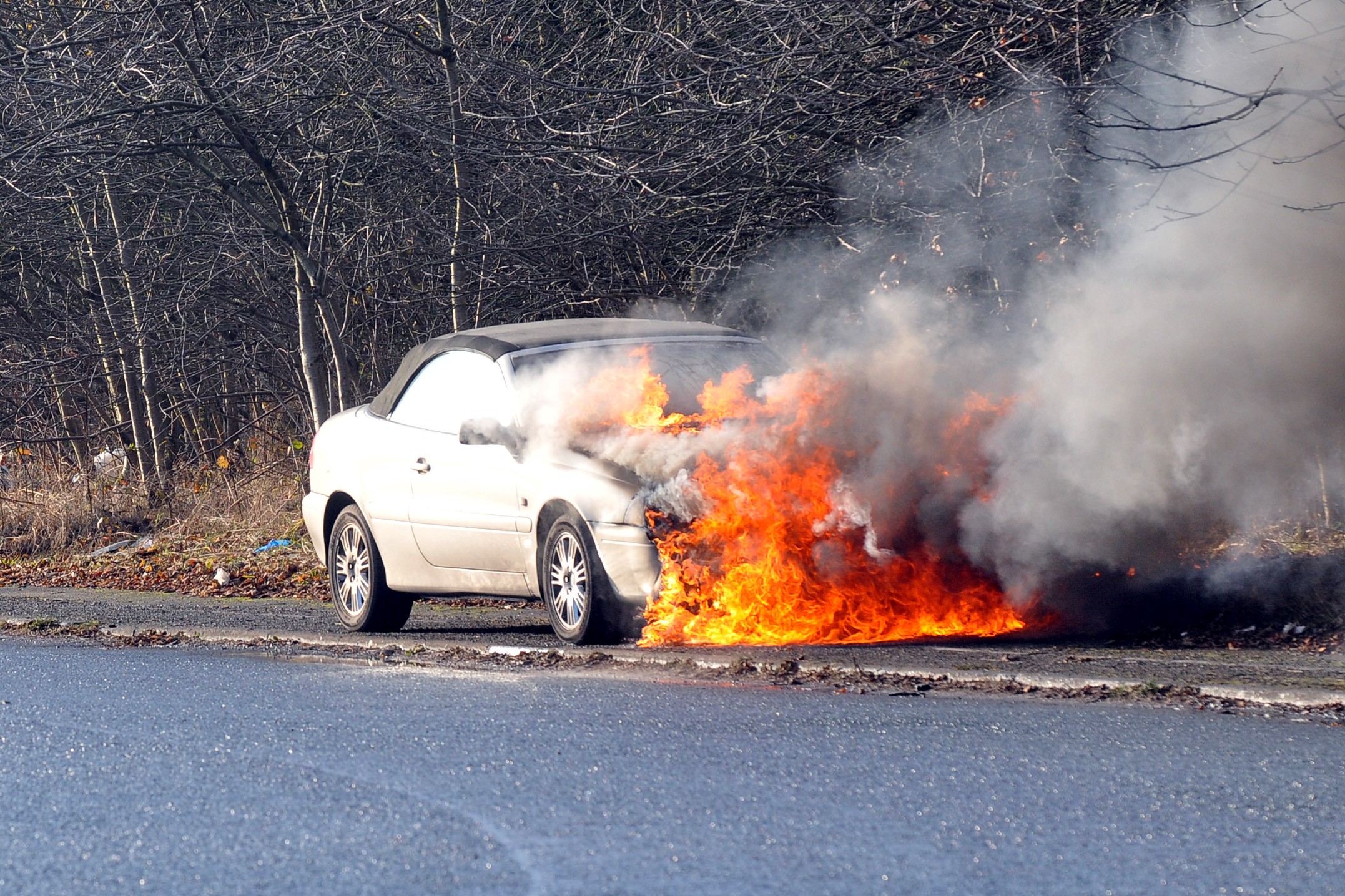 London Road blocked by vehicle fire