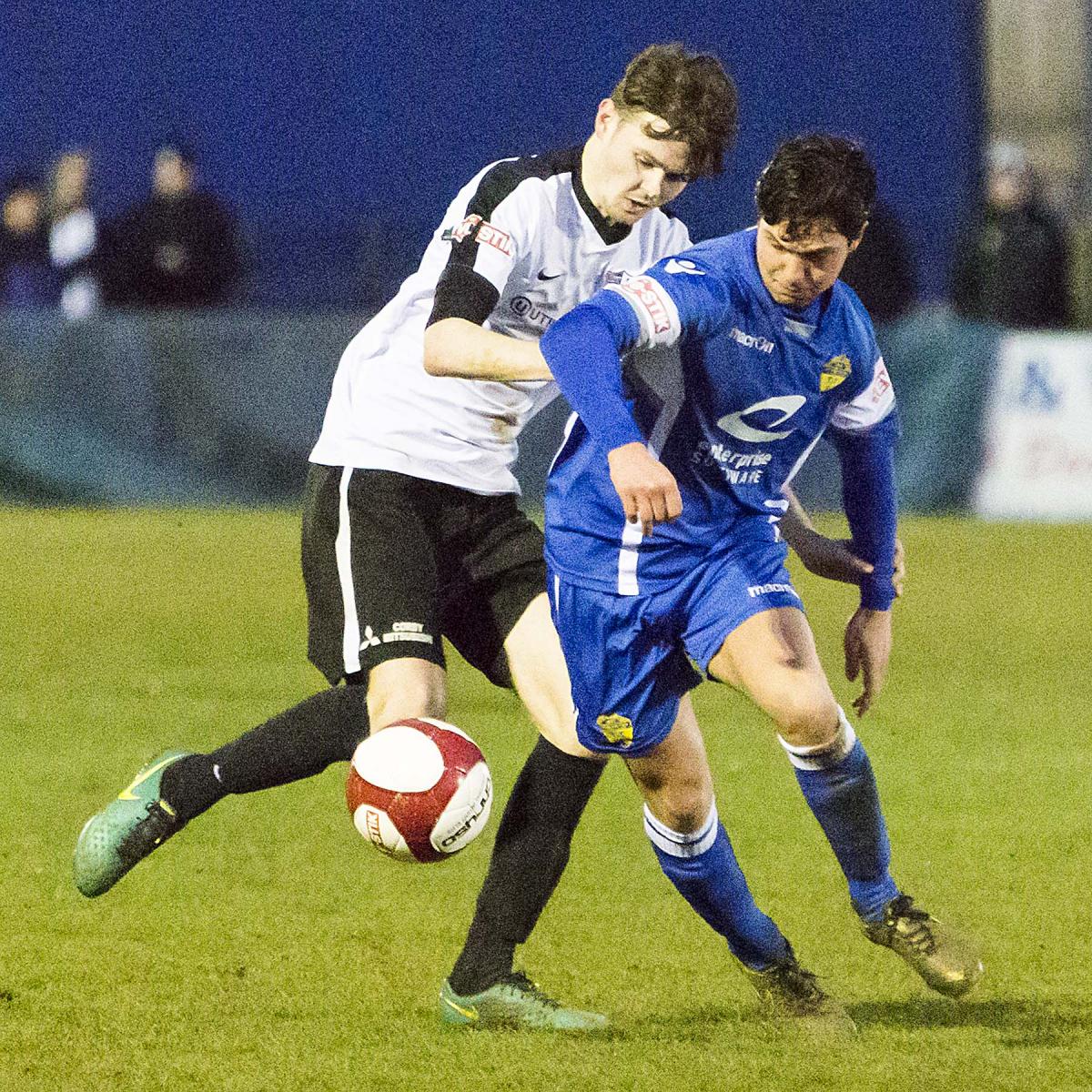 Action from the Evo-Stik League Premier Division clash at Steel Park on January 14, 2017. Pictures by John Hopkins