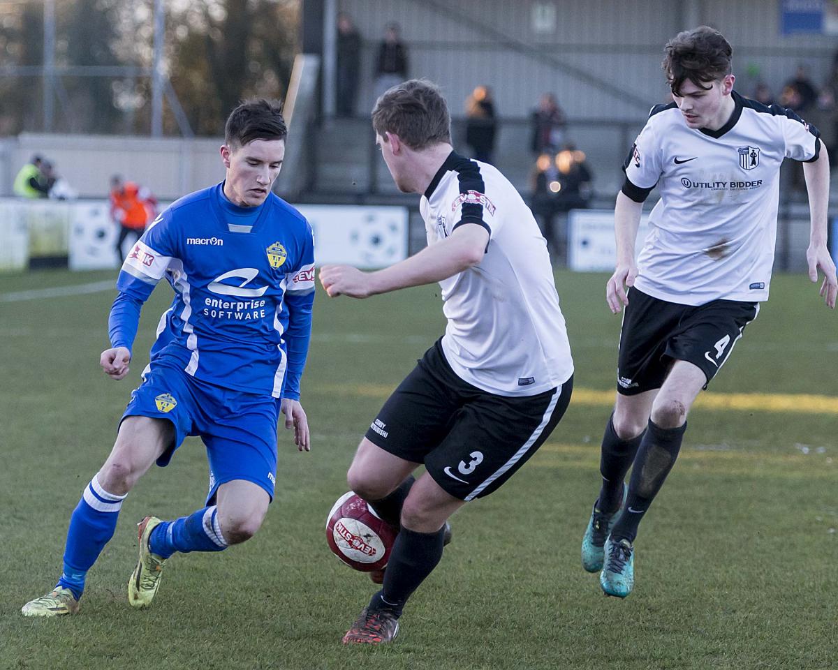 Action from the Evo-Stik League Premier Division clash at Steel Park on January 14, 2017. Pictures by John Hopkins