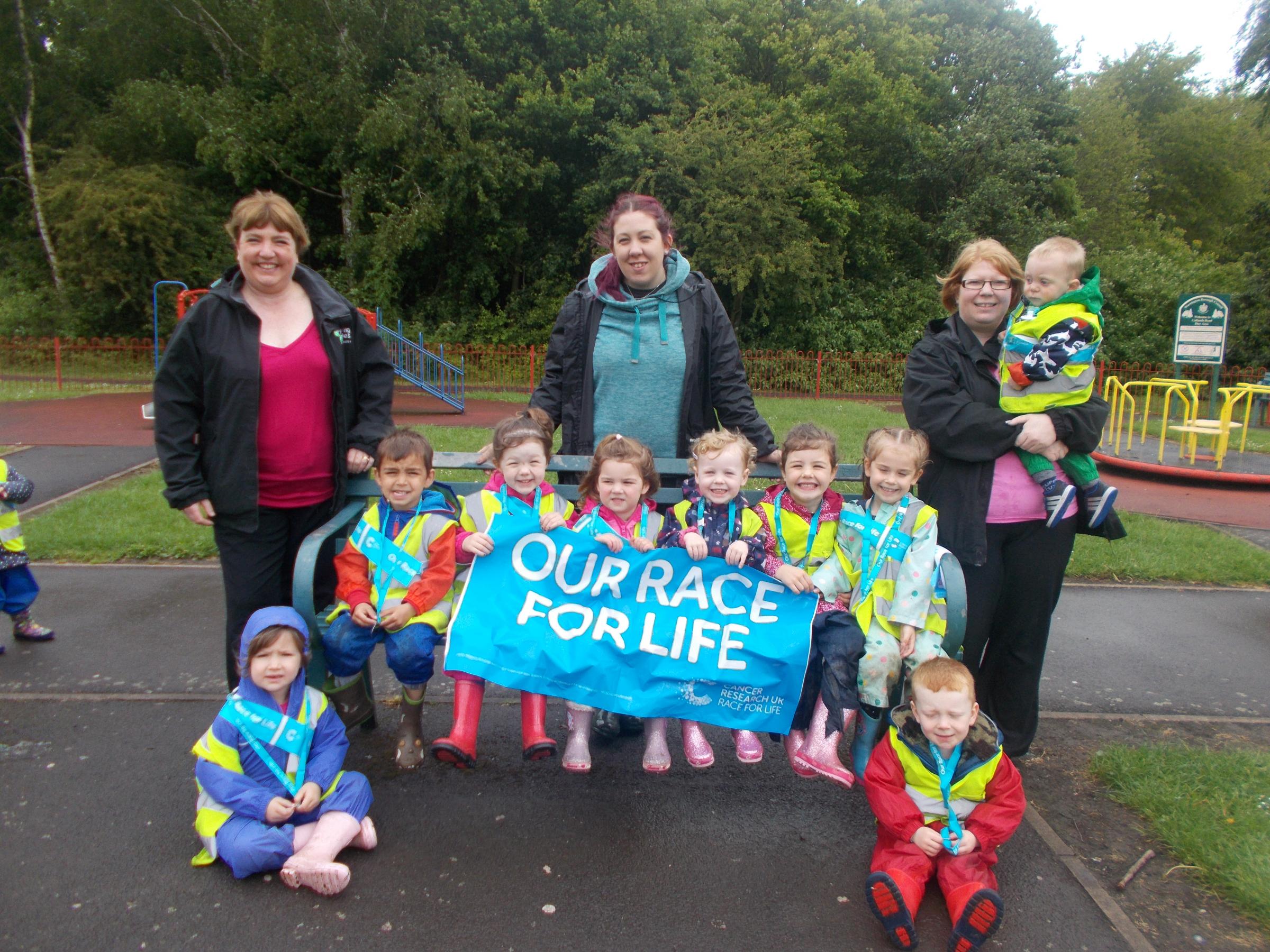 Youngsters at Stepping Stones Childcare in Westbrook finish mini Race for Life