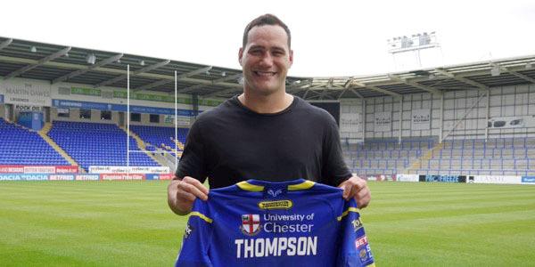 Bodene Thompson gets his first look at The Halliwell Jones Stadium. Picture: Warrington Wolves