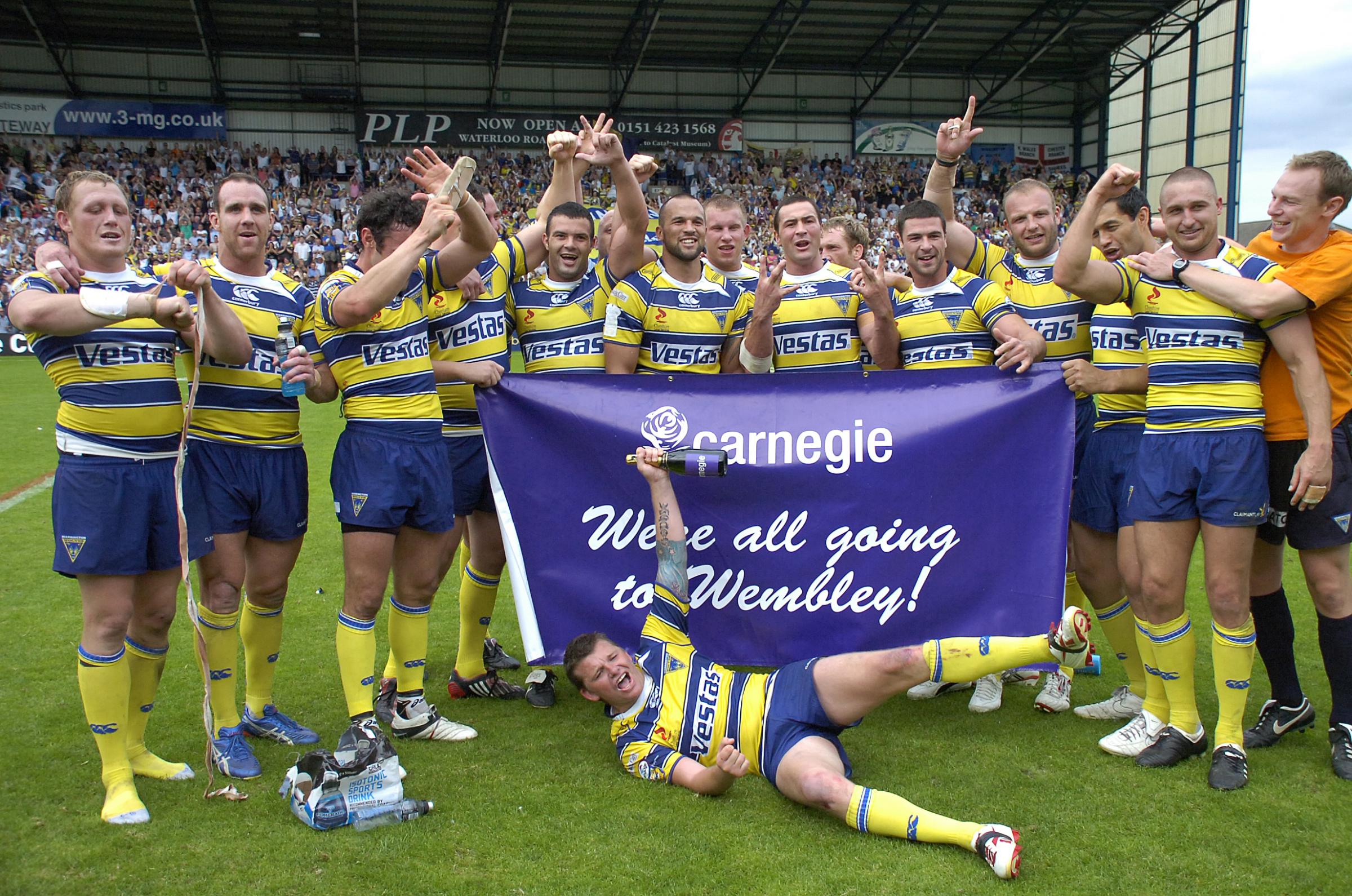Were off to Wembley! The Wire celebrate beating Wigan in 2009. Picture by Mike Boden
