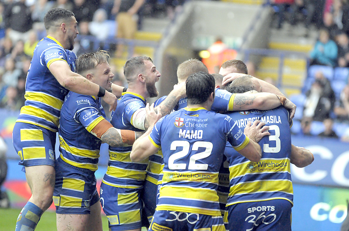 Jubilation following Joe Philbins winning try against Hull FC in 2019. Picture by Mike Boden
