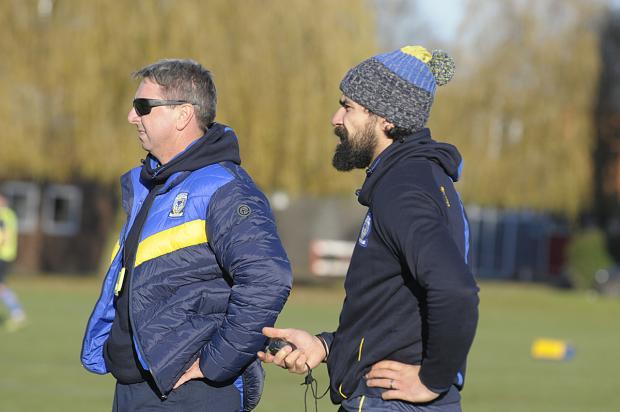Warrington Guardian: Head of performance Ade Gardner, right, with head coach Steve Price. Picture by Mike Boden
