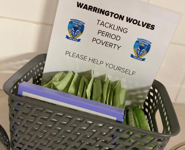 Boxes of sanitary products have been placed in all female toilets at the Halliwell Jones Stadium.