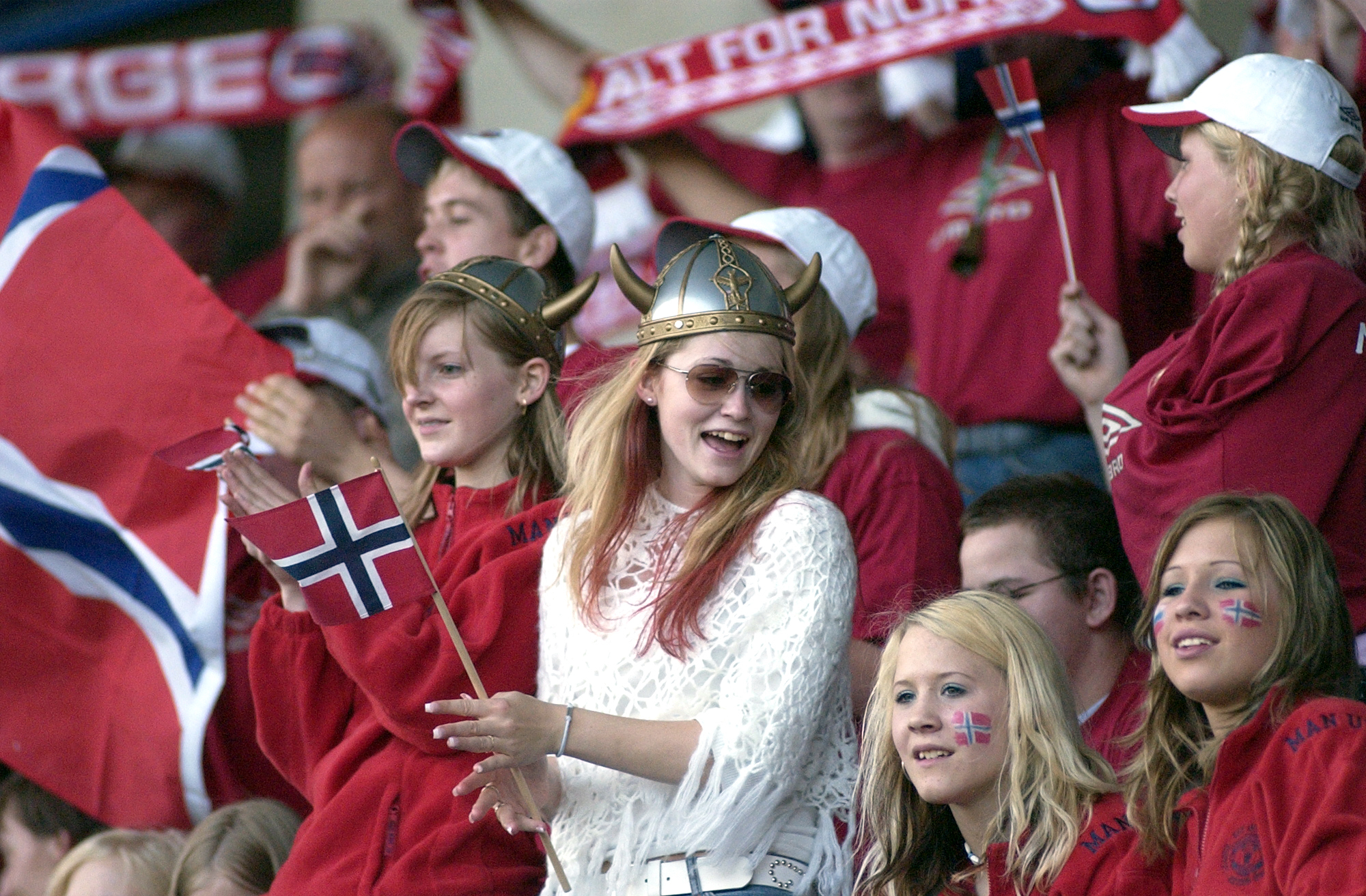 2005: Norway fans at the UEFA Womens Championship clash against France at The Halliwell Jones Stadium