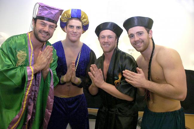 Pantomime season in 2010. Oh yes it is Jon Clark, Ben Harrison, Micky Higham and Richie Myler.