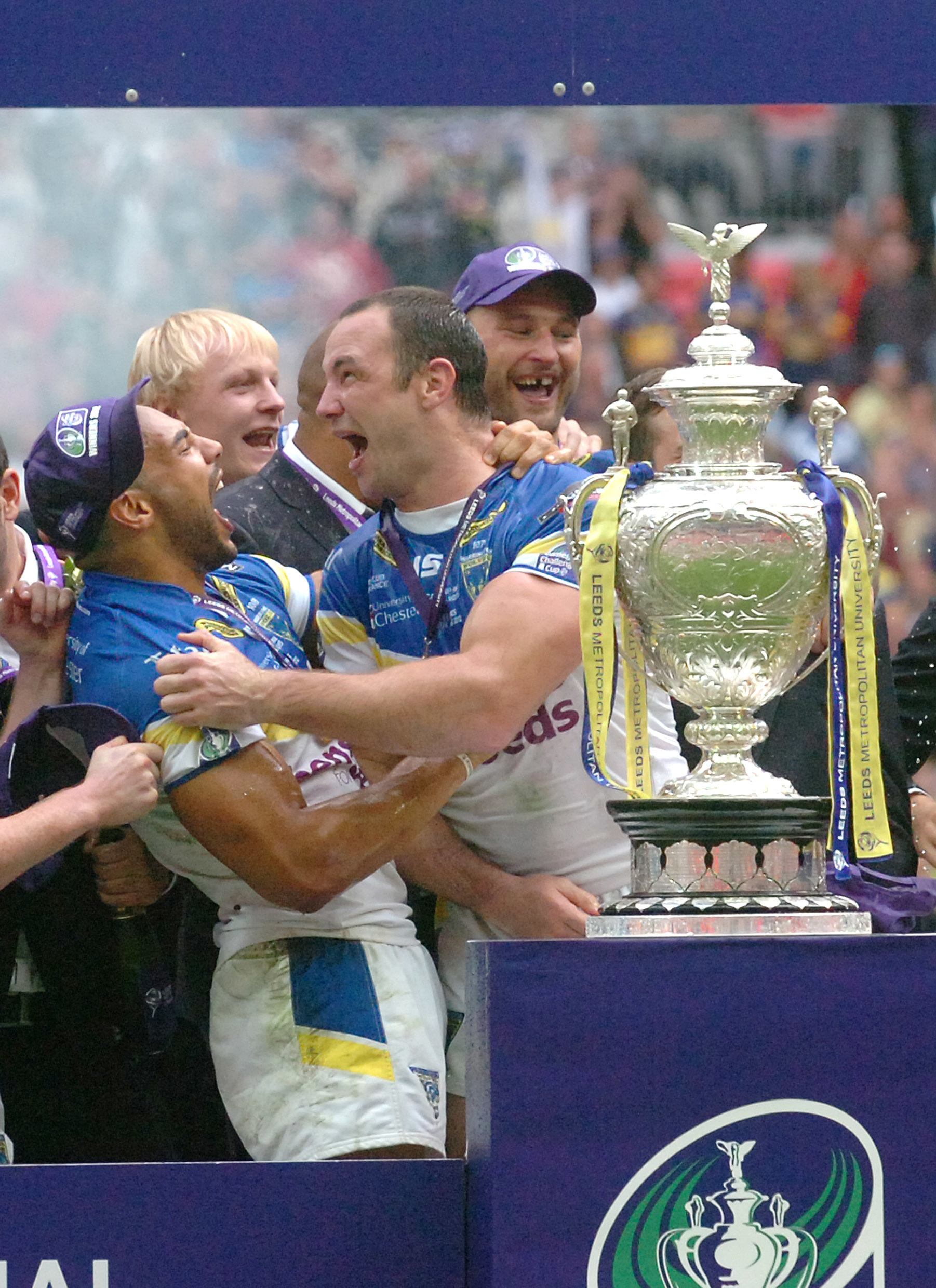 n 2012 > Having a laugh after The Wire beat Leeds in the Challenge Cup Final at Wembley for the second time in three years