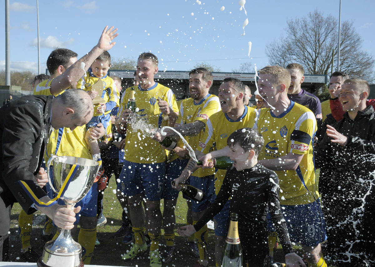 The celebrations after the trophy presentation. Picture by Mike Boden