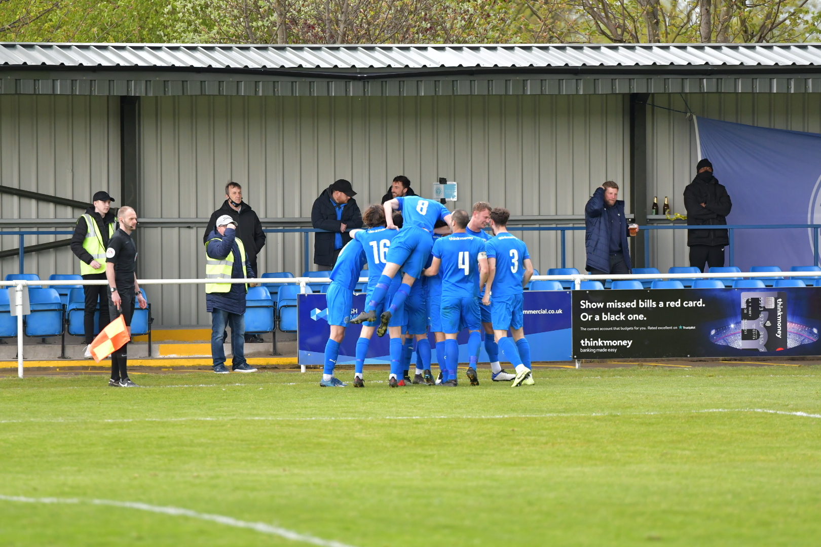 The celebrations that followed Nevitt’s goal. Picture by Mark Percy