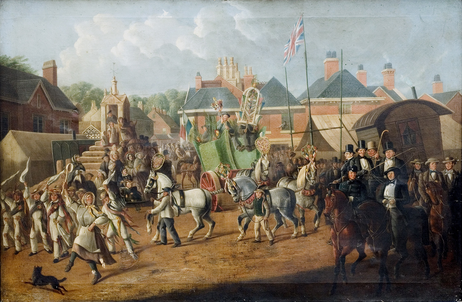 A painting of the Lymm Dance and Rushbearing from 1840