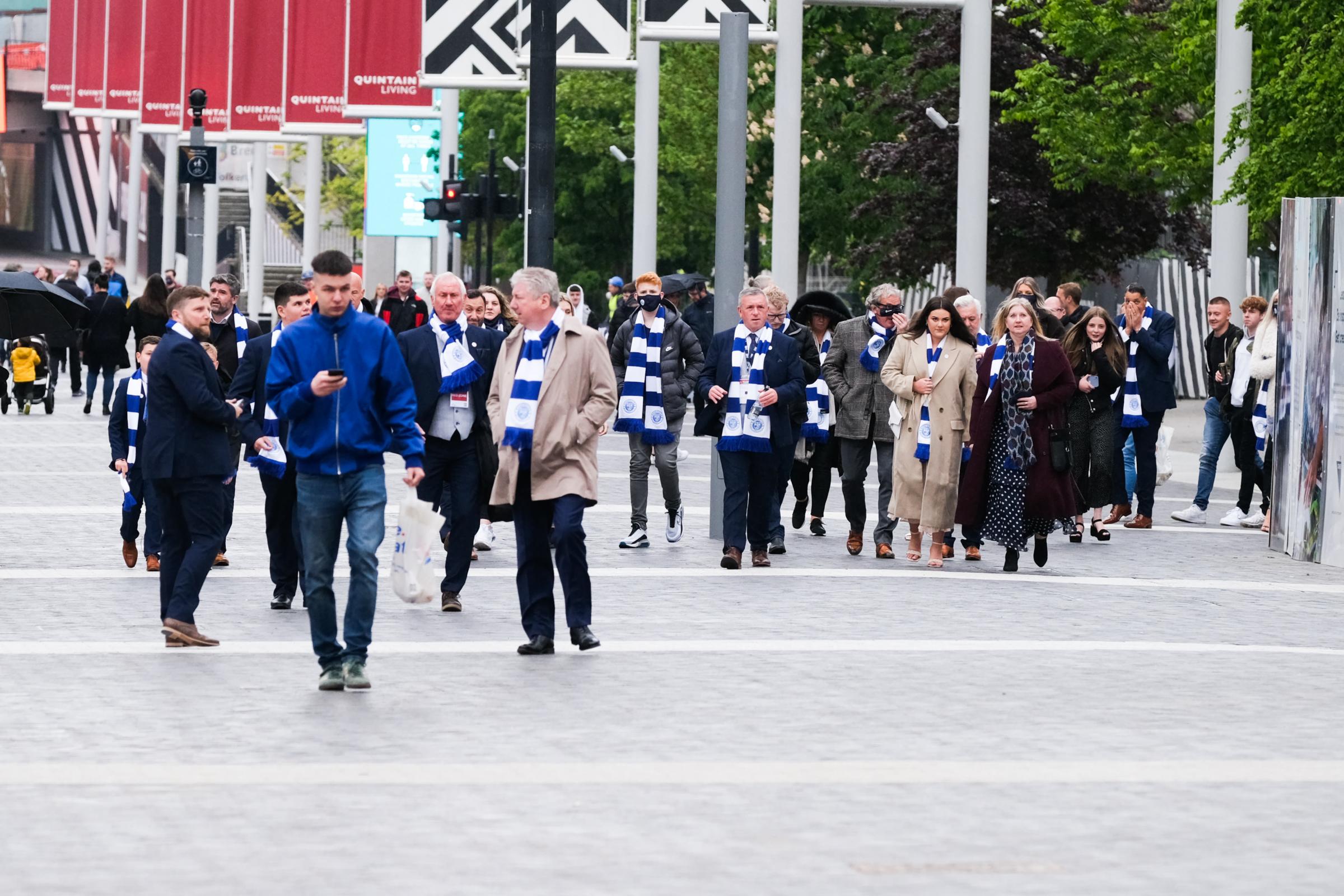 Rylands fans soak up the Wembley atmosphere before the FA Vase Final. Picture by Thomas Jackson