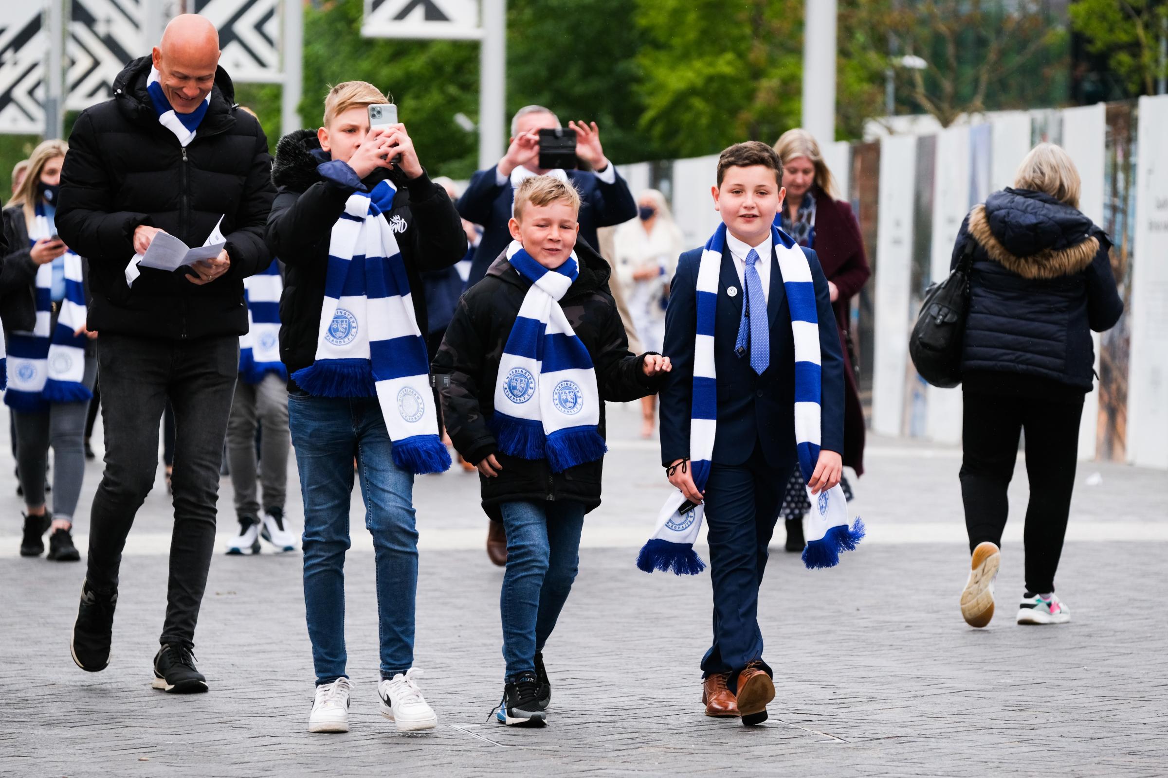 Rylands fans soak up the Wembley atmosphere before the FA Vase Final. Picture by Thomas Jackson
