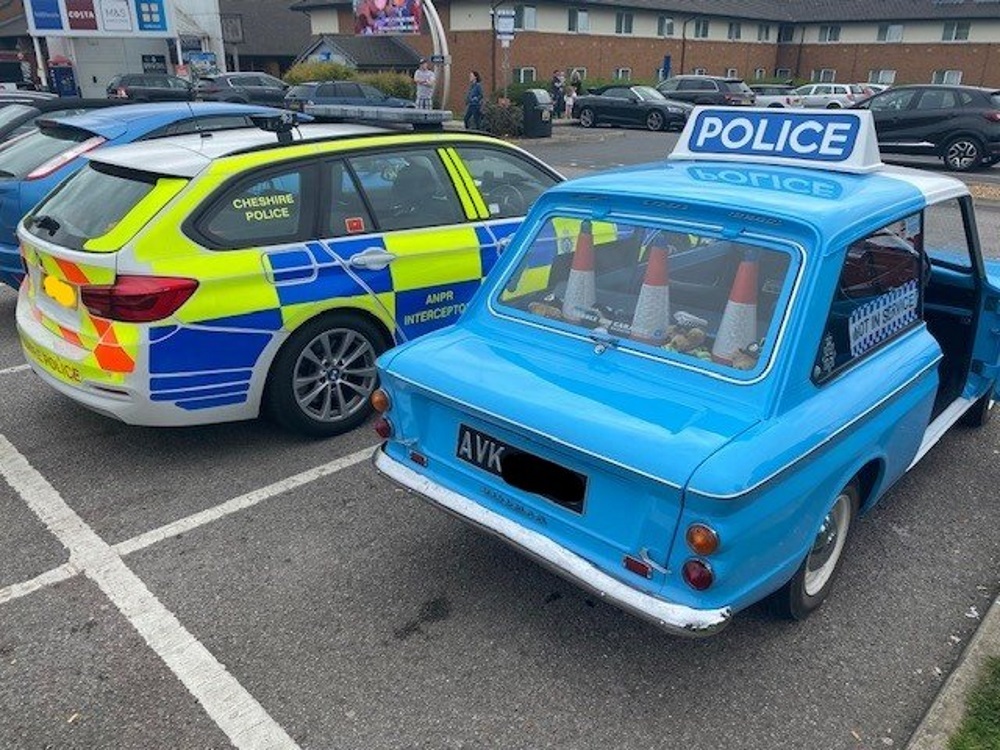 Classic Hillman Imp police car spotted at M6 Lymm Services (Image: North West Motorway Police/Twitter)