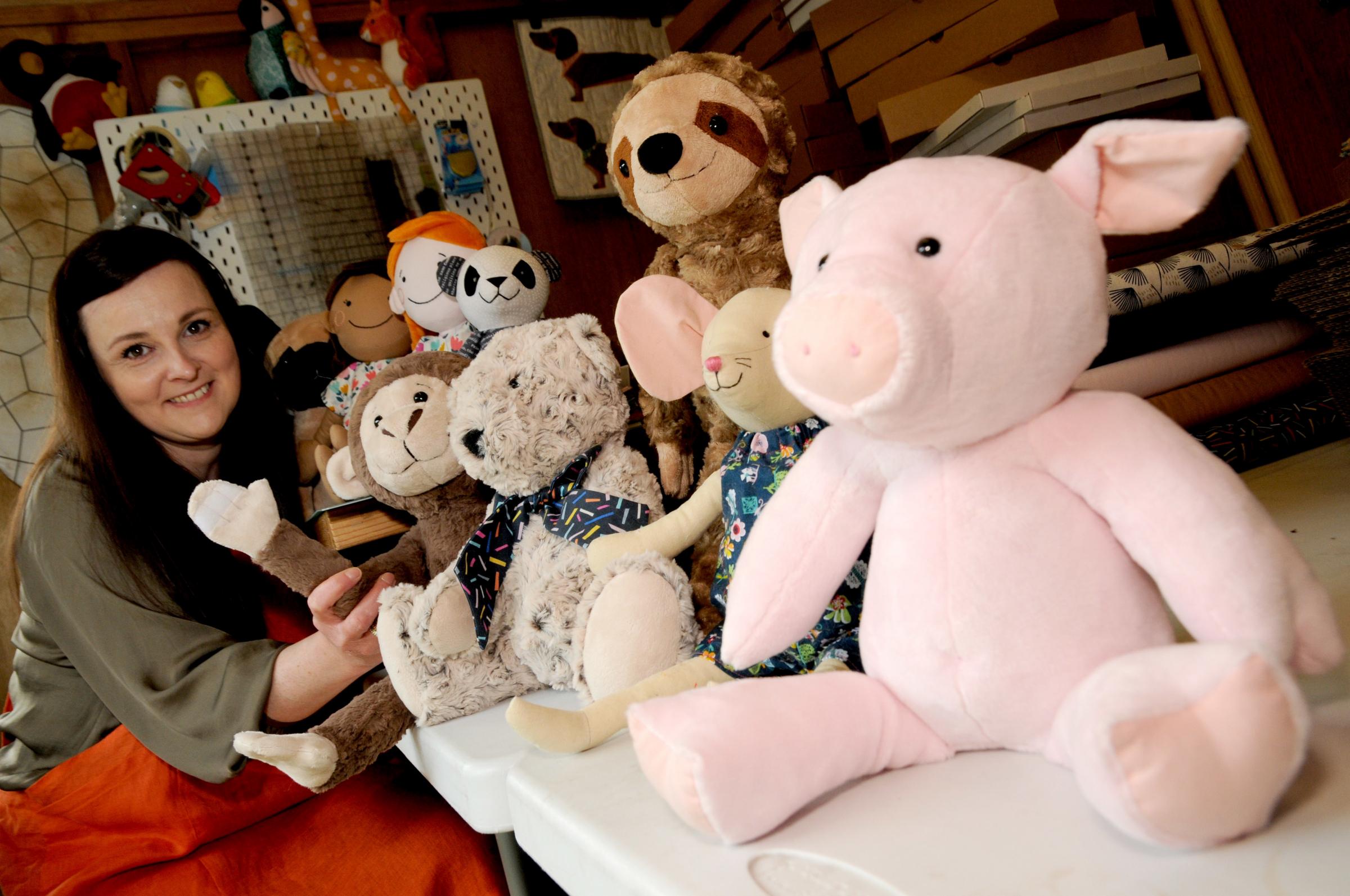 Jo Carter in her soft toy studio pictured by Dave Gillespie