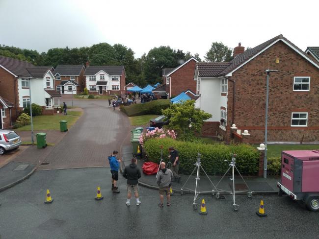 The production team took to Mossdale Close in Great Sankey to film part of the thriller