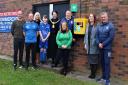 Mayor of Warrington Cllr Maureen Creaghan, Warrington Wolves chairman Stuart Middleton and head coach Daryl Powell and Warrington North MP Charlotte Nichols attended the unveiling of the new defibrillator at Woolston Rovers' Monk Sports Club