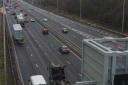 One lane of the M62 is closed heading eastbound through Birchwood