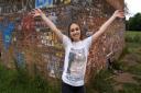 Harry Styles fan Izzy Hawksworth, 20, at Twemlow Viaduct where Harry signed his name