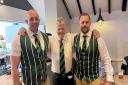 From left, James Yates, Lymm Rugby Club captain, with Andy Leach, club treasurer, and Nick Ashton, receiving their club waistcoats
