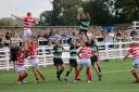 Lymm Rugby Club flanker Sean Callendar wins the line out