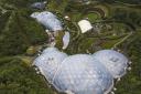 A drone view of The Eden Project's biomes