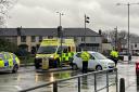 Pictures of the crash outside Warrington Hospital