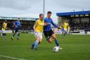 Mitch Duggan challenges for possession during the defeat at Chester