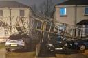 A scaffolding collapsed in Newton-le-Willows during Storm Isha