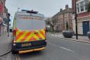 A police van was damaged on Bridge Street in the town centre