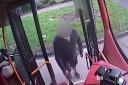 The incident was captured on CCTV from inside the bus