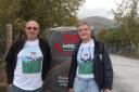 Professor Peter Harrop and Bill Stothart in the T-shirts designed by graduate Nicole Ainsworth