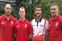 Wolves' England selections for the 2017 Rugby League World Cup. From left, Chris Hill, Kevin Brown, Stefan Ratchford, Ben Currie. Picture by Mike Parsons