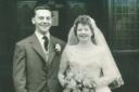 Maureen and John Johnson on their wedding day, 65 years ago