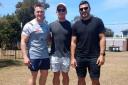 Former Wire players Jason Clark and Bryson Goodwin with current assistant coach Richard Marshall in Australia
