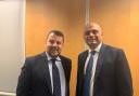 Tory Warrington South candidate Andy Carter and Chancellor Sajid Javid