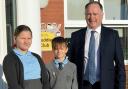Head teacher, Chris Perry, pictured with year 6 pupils