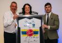 From left, Wire coach Daryl Powell, Redwood Bank's Head of Marketing Zoe Cuthbertson and Karl Fitzpatrick, Wolves CEO