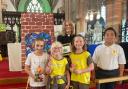 The Bishop of Warrington with children on Saturday