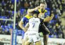 Ben Currie feels for his eye after the head clash which would see Hull FC's Nu Brown controversially sent off