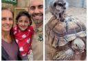 From left, Melissa Mews and husband Ben with daughter Sapphira, as playful meerkat kept visitors entertained at an open day