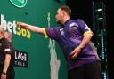 Luke Littler in action during the US Darts Masters at New York's Madison Square Garden