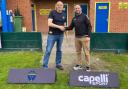 Warrington Town chairman Toby Macormac with Capelli Sport's UK & Ireland country manager Tristan Batt