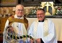 The Rev Michael Ridley (r) and Bishop of Chester the Rev Peter Forster have welcomed the 10 new additions to the church